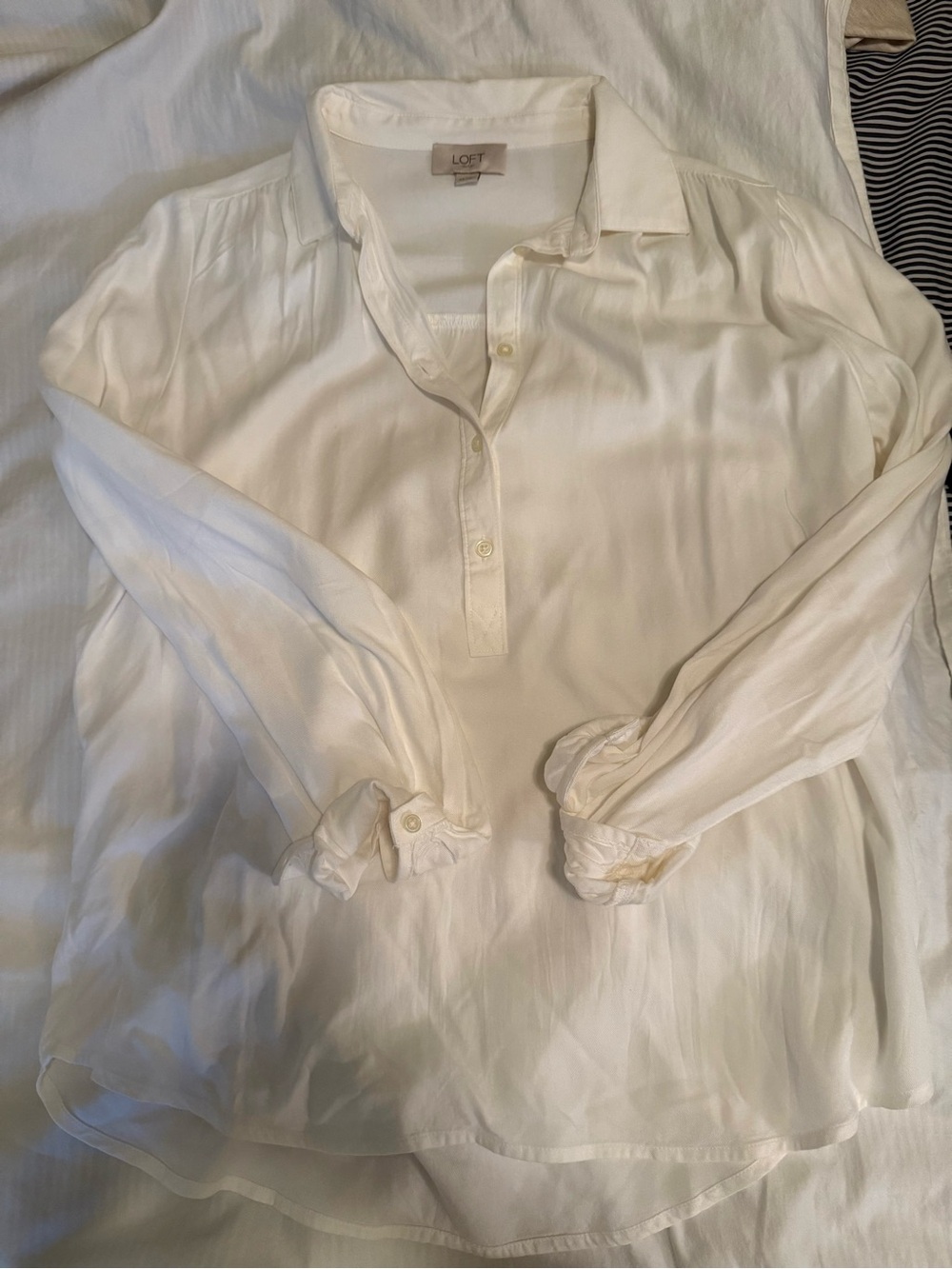 Loft white long sleeve button top